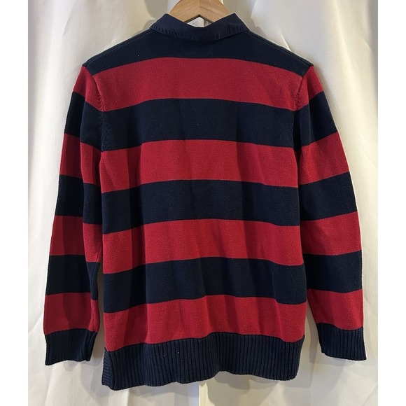 Ralph Lauren Pullover Collared Sweater Navy And Red Striped Women's‎ Size Large - Picture 3 of 4
